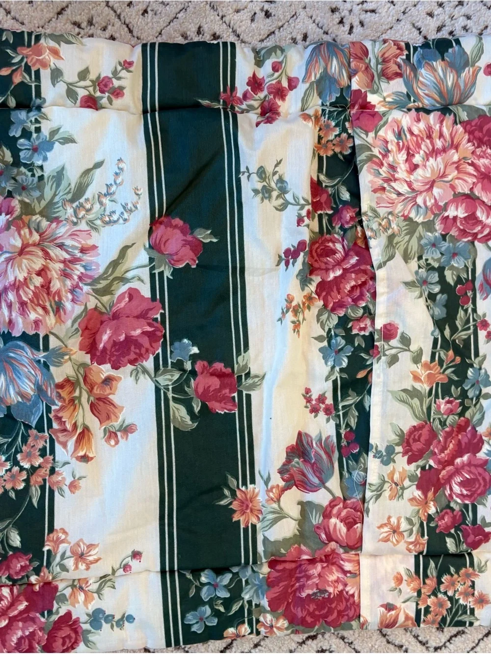 jcpenney Floral Stripe Pillow Sham in Green, Cream and Pink
